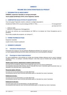 Panenza, suspension injectable en seringue préremplie : RCP 17/11/2009