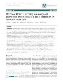 Effects of DNMT1 silencing on malignant phenotype and methylated gene expression in cervical cancer cells