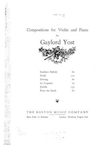 Partition complète, Farfalla en B major, pour violon et Piano, B major