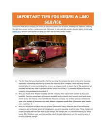Important Tips for Hiring a Limo Service