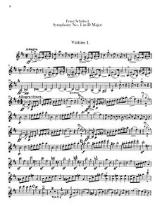 Partition violons I, Symphony No.1, D Major, Schubert, Franz