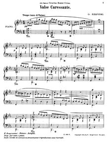 Partition , Valse caressante, 6 pièces pour Piano, Sei Pezzi, Respighi, Ottorino