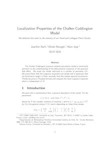 Localization Properties of the Chalker Coddington Model