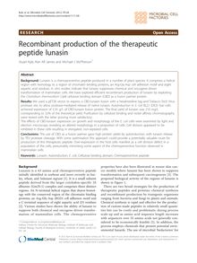 Recombinant production of the therapeutic peptide lunasin