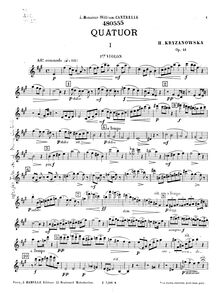 Partition violon 1, corde quatuor, A major, Krzyżanowska, Halina
