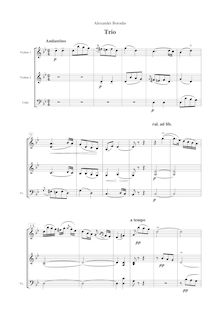 Partition complète, corde Trio en G minor, String Trio (2 Violins and Cello) in G minor on Russian Folk Song Chem tebya ya ogorchila (1854/55)