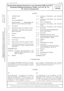 Vereinbarte Härteprüfverfahren nach Rockwell HRN und HRT Rockwell-Härteprüfverfahren HRBm und HR 30 Tm für dünne Erzeugnisse. Juni 1980