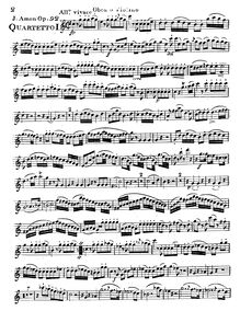 Partition hautbois ou violon 1, 3 quatuors pour hautbois et cordes, Op.92