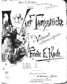 Partition de violoncelle, 4 Tanzstücke pour violoncelle et Piano, Op.11 par Friedrich Ernst Koch