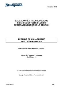 Sujet Bac STMG 2017 - Management des organisations