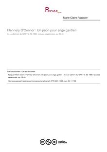 Flannery O Connor : Un paon pour ange gardien  - article ; n°1 ; vol.39, pg 39-48