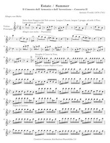 Partition violon solo, violon Concerto en G minor, RV 315, L estate (Summer) from Le quattro stagioni (The Four Seasons)