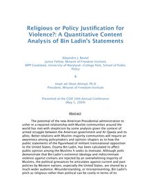 Religious or Policy Justification for Violence?: A Quantitative ...