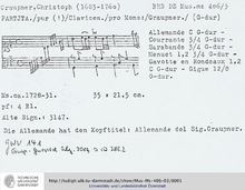 Partition complète, Partita en G major, GWV 141, G major, Graupner, Christoph