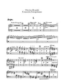 Partition harpe, Concerto Gregoriano, Respighi, Ottorino