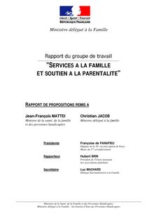 Conférence de la famille 2003 : rapport du groupe de travail Services à la famille et soutien à la parentalité