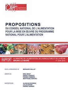 Propositions du Conseil national de l alimentation pour la mise en oeuvre du programme national pour l alimentation