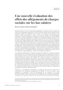 Une nouvelle évaluation des effets des allégements de charges sociales sur les bas salaires suivi de commentaires de Yannick L Horty et Guy Lacroix - article ; n°1 ; vol.348, pg 3-34