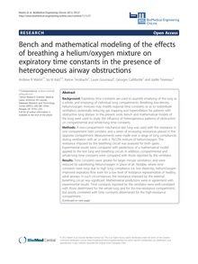 Bench and mathematical modeling of the effects of breathing a helium/oxygen mixture on expiratory time constants in the presence of heterogeneous airway obstructions