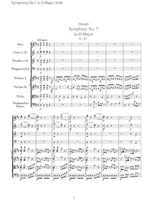 Partition complète, Symphony No.7 en D major, D major, Mozart, Wolfgang Amadeus par Wolfgang Amadeus Mozart