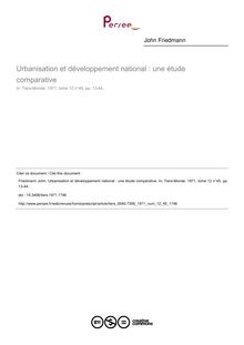 Urbanisation et développement national : une étude comparative - article ; n°45 ; vol.12, pg 13-44