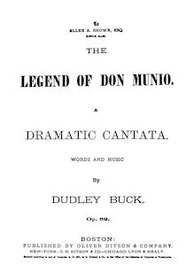 Partition complète, pour Legend of Don Munio, A Dramatic Cantata