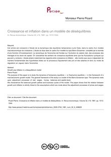 Croissance et inflation dans un modèle de déséquilibres - article ; n°6 ; vol.32, pg 1013-1044