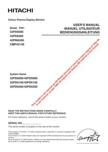 Notice Moniteurs Hitachi  42PMA500