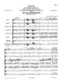 Partition complète, Alma grande e nobil core, B♭ major, Mozart, Wolfgang Amadeus par Wolfgang Amadeus Mozart