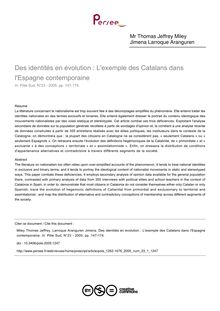 Des identités en évolution : L exemple des Catalans dans l Espagne contemporaine - article ; n°1 ; vol.23, pg 147-174