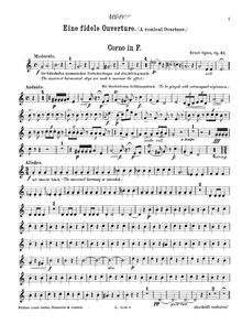 Partition cor (en F), Eine fidele Ouverture, Op.61, Eine fidele Ouverture, für Flöte, Clarinette, Horn und Fagott