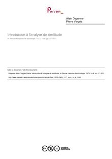 Introduction à l analyse de similitude - article ; n°4 ; vol.14, pg 471-511
