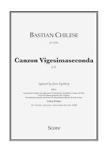 Partition complète (alternate clefs), Canzon Vigesimaseconda à 5