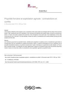 Propriété foncière et exploitation agricole : contradictions et conflits - article ; n°1 ; vol.131, pg 19-32