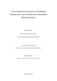 Gene expression analysis in Candidatus Phytoplasma mali-resistant and -susceptible Malus genotypes [Elektronische Ressource] / Mirko Moser