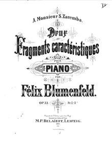 Partition complète, Fragments Caracteristiques, Op.33, Blumenfeld, Felix