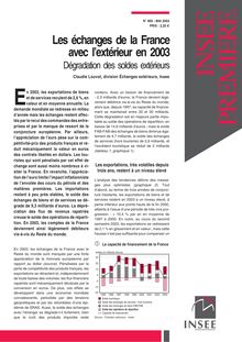 Les échanges de la France avec l extérieur en 2003 - Dégradation des soldes extérieurs