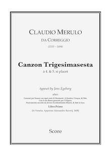 Partition complète, Canzon Trigesimasesta, à , & , si placet, Merulo, Claudio