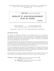 Plan du cours ERU-7001-A09 