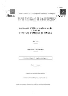 ENSAI composition de mathematiques 2007 eco economie