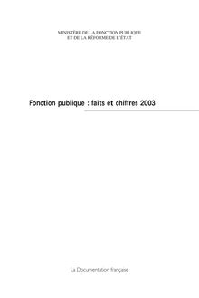 Fonction publique : faits et chiffres 2003