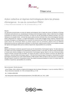 Action collective et régimes technologiques dans les phases d émergence : le cas du consortium PNGV - article ; n°1 ; vol.106, pg 31-48