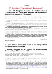 IVe CONGRÈS DE L’INTERNATIONALE COMMUNISTE