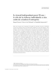Le travail indépendant passé 50 ans : le rôle de la richesse individuelle et des coûts de création d entreprise - article ; n°1 ; vol.403, pg 63-82