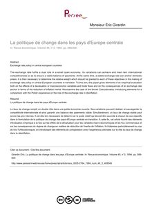 La politique de change dans les pays d Europe centrale - article ; n°3 ; vol.45, pg 589-600