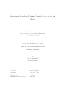 Warming of Greenland Sea deep water induced by abyssal mixing [Elektronische Ressource] / von Maren Walter