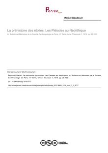 La préhistoire des étoiles: Les Pléiades au Néolithique - article ; n°1 ; vol.7, pg 25-103