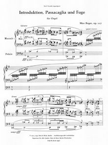 Partition complète, Introduktion, Passacaglia und Fuge für Orgel (en e-Moll)