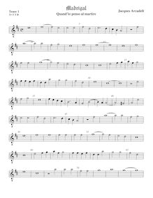 Partition ténor viole de gambe 1, octave aigu clef, 12 madrigaux