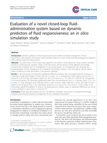 Evaluation of a novel closed-loop fluid-administration system based on dynamic predictors of fluid responsiveness: an in silicosimulation study